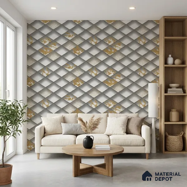 WK150-55 | 10 Meter x 21 Inches Geometric Look Wallpaper - 57.41 Sq. Ft. | Minimum 15% wastage during installation