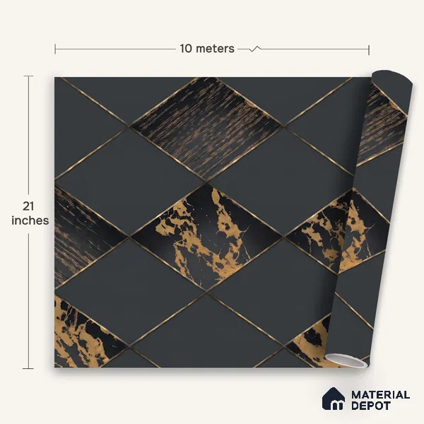 WK150-54 | 10 Meter x 21 Inches Geometric Look Wallpaper - 57.41 Sq. Ft. | Minimum 15% wastage during installation