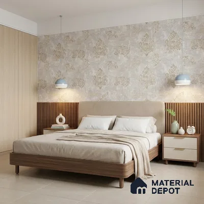 WK150-03 | 10 Meter x 21 Inches Damask Look Wallpaper - 57.41 Sq. Ft. | Minimum 15% wastage during installation