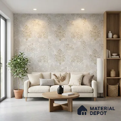 WK150-03 | 10 Meter x 21 Inches Damask Look Wallpaper - 57.41 Sq. Ft. | Minimum 15% wastage during installation