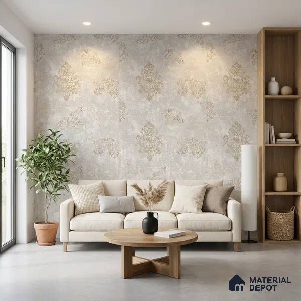 WK150-03 | 10 Meter x 21 Inches Damask Look Wallpaper - 57.41 Sq. Ft. | Minimum 15% wastage during installation