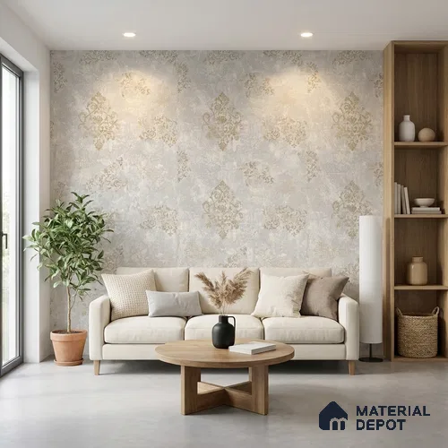 WK150-03 | 10 Meter x 21 Inches Damask Look Wallpaper - 57.41 Sq. Ft. | Minimum 15% wastage during installation