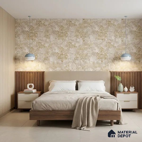 WK150-05 | 10 Meter x 21 Inches Damask Look Wallpaper - 57.41 Sq. Ft. | Minimum 15% wastage during installation