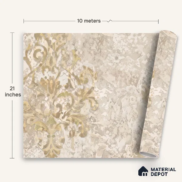 WK150-05 | 10 Meter x 21 Inches Damask Look Wallpaper - 57.41 Sq. Ft. | Minimum 15% wastage during installation