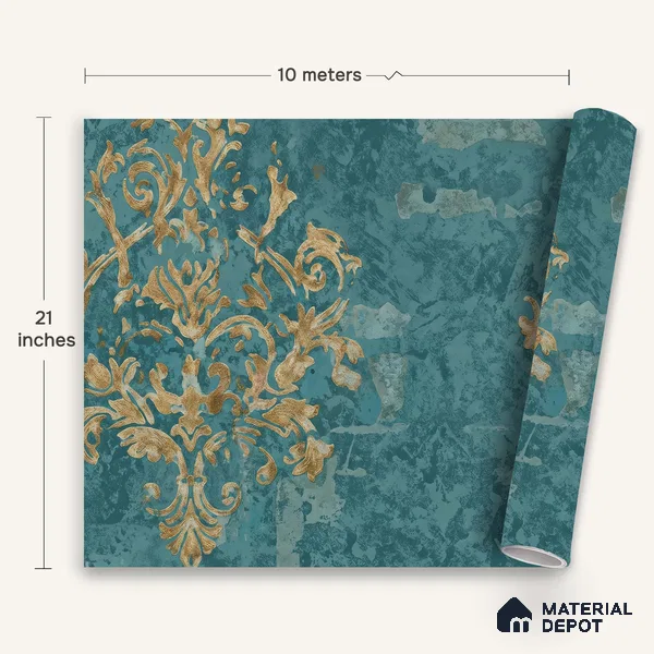 WK150-07 | 10 Meter x 21 Inches Damask Look Wallpaper - 57.41 Sq. Ft. | Minimum 15% wastage during installation