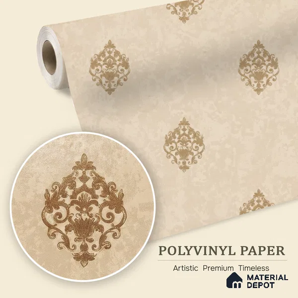 WK150-14 | 10 Meter x 21 Inches Damask Look Wallpaper - 57.41 Sq. Ft. | Minimum 15% wastage during installation