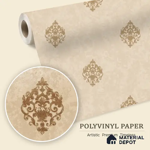 WK150-14 | 10 Meter x 21 Inches Damask Look Wallpaper - 57.41 Sq. Ft. | Minimum 15% wastage during installation