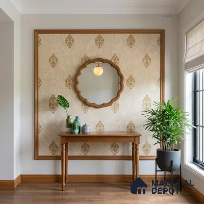 WK150-14 | 10 Meter x 21 Inches Damask Look Wallpaper - 57.41 Sq. Ft. | Minimum 15% wastage during installation