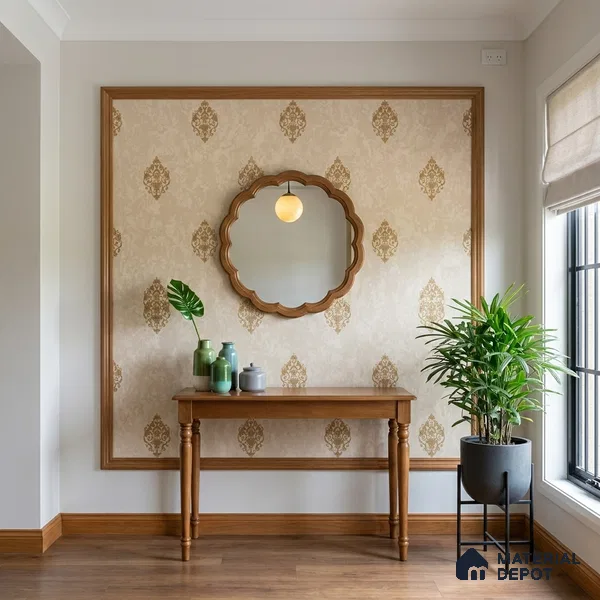 WK150-14 | 10 Meter x 21 Inches Damask Look Wallpaper - 57.41 Sq. Ft. | Minimum 15% wastage during installation