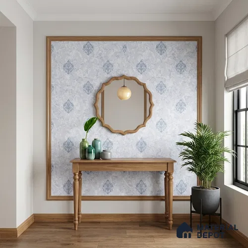 WK150-15 | 10 Meter x 21 Inches Damask Look Wallpaper - 57.41 Sq. Ft. | Minimum 15% wastage during installation