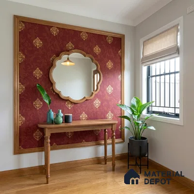 WK150-16 | 10 Meter x 21 Inches Damask Look Wallpaper - 57.41 Sq. Ft. | Minimum 15% wastage during installation