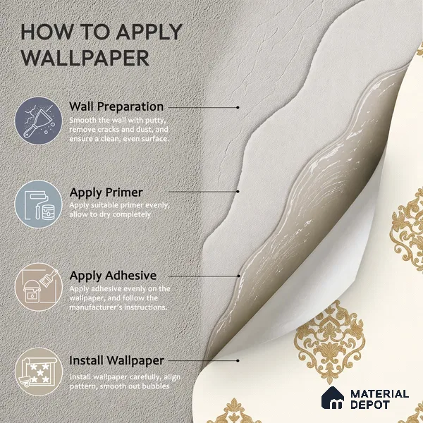 WK150-13 | 10 Meter x 21 Inches Damask Look Wallpaper - 57.41 Sq. Ft. | Minimum 15% wastage during installation