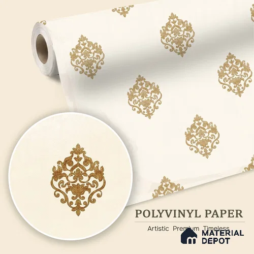 WK150-13 | 10 Meter x 21 Inches Damask Look Wallpaper - 57.41 Sq. Ft. | Minimum 15% wastage during installation