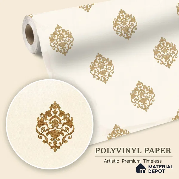 WK150-13 | 10 Meter x 21 Inches Damask Look Wallpaper - 57.41 Sq. Ft. | Minimum 15% wastage during installation