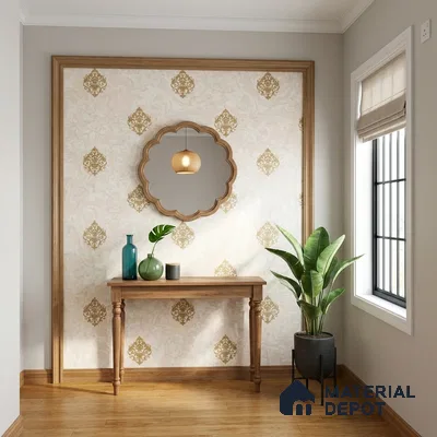 WK150-13 | 10 Meter x 21 Inches Damask Look Wallpaper - 57.41 Sq. Ft. | Minimum 15% wastage during installation