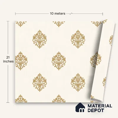 WK150-13 | 10 Meter x 21 Inches Damask Look Wallpaper - 57.41 Sq. Ft. | Minimum 15% wastage during installation