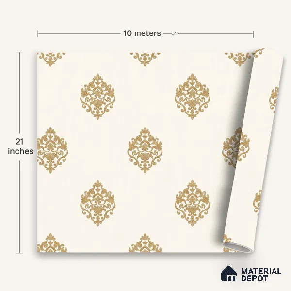 WK150-13 | 10 Meter x 21 Inches Damask Look Wallpaper - 57.41 Sq. Ft. | Minimum 15% wastage during installation
