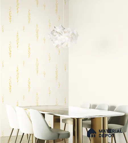 10312-3 | Cream Leaf Sprigs Textured Wallpaper - 17 ft x 3.5 ft (42 Inches), 59 Sq. Ft. (Min. 15% Wastage)
