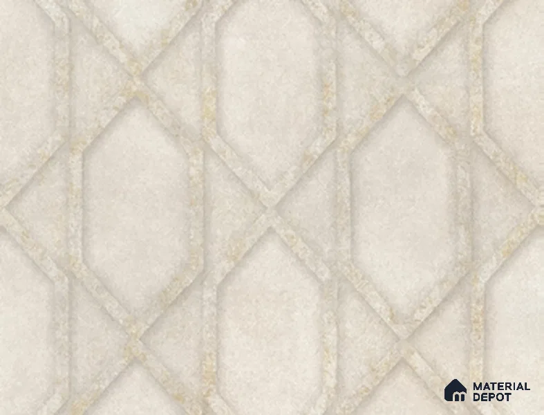 10307-2 | Cream Gold Elongated Hexagon Geometric Wallpaper - 17 ft x 3.5 ft (42 Inches), 59 Sq. Ft. (Min. 15% Wastage)