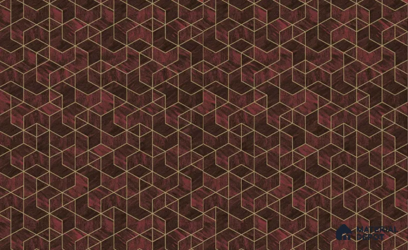 217044 | Maroon Hexagon Facet Geometric Wallpaper - 10 Meter x 21 Inches, 57.37 Sq. Ft. (Min. 15% Wastage)