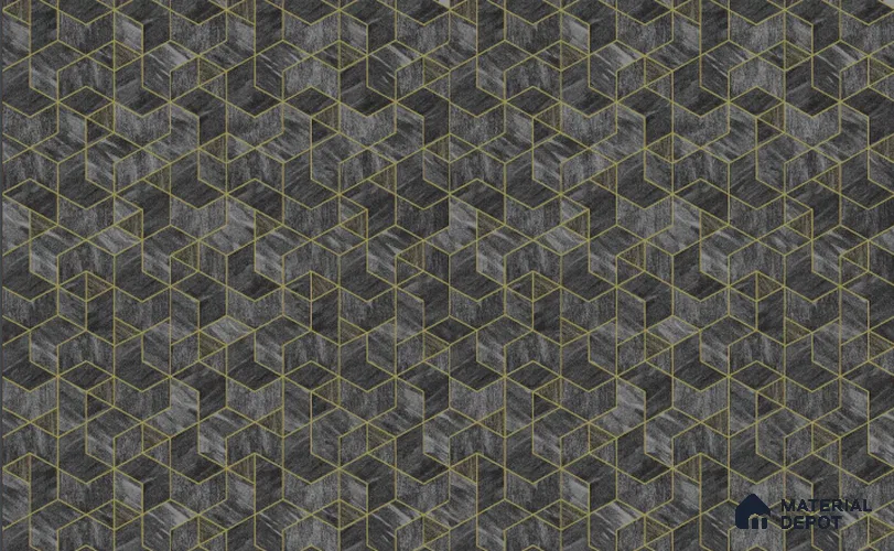 217047 | Charcoal Gold Small Hexagon Geometric Wallpaper - 10 Meter x 21 Inches, 57.37 Sq. Ft. (Min. 15% Wastage)
