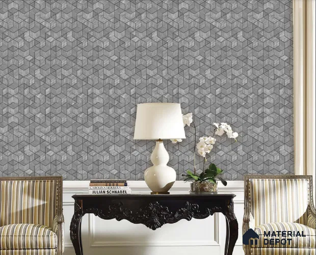 217048 | Grey Hexagon Facet Geometric Wallpaper - 10 Meter x 21 Inches, 57.37 Sq. Ft. (Min. 15% Wastage)