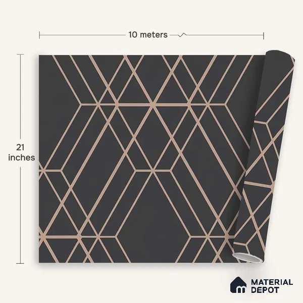 6004 | 10 Meter x 21 Inches Geometric Look Wallpaper - 57.41 Sq. Ft. | Minimum 15% wastage during installation