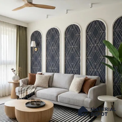 6005 | 10 Meter x 21 Inches Geometric Look Wallpaper - 57.41 Sq. Ft. | Minimum 15% wastage during installation