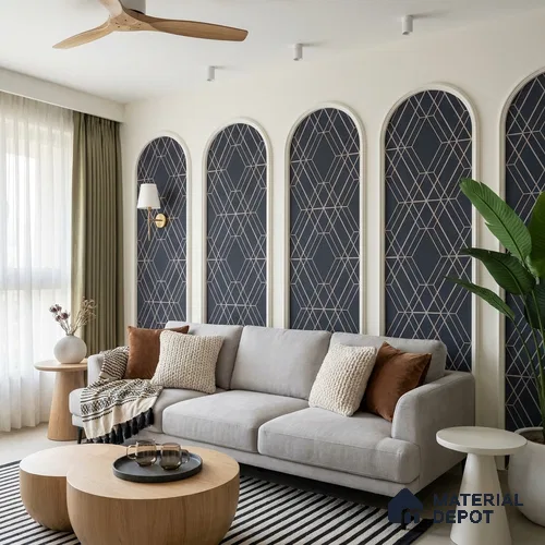 6005 | 10 Meter x 21 Inches Geometric Look Wallpaper - 57.41 Sq. Ft. | Minimum 15% wastage during installation