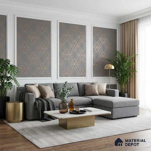 6006 | 10 Meter x 21 Inches Geometric Look Wallpaper - 57.41 Sq. Ft. | Minimum 15% wastage during installation