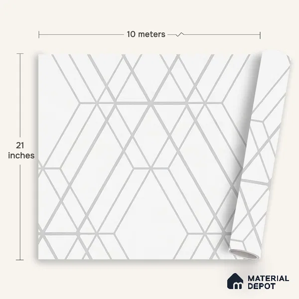 6007 | 10 Meter x 21 Inches Geometric Look Wallpaper - 57.41 Sq. Ft. | Minimum 15% wastage during installation