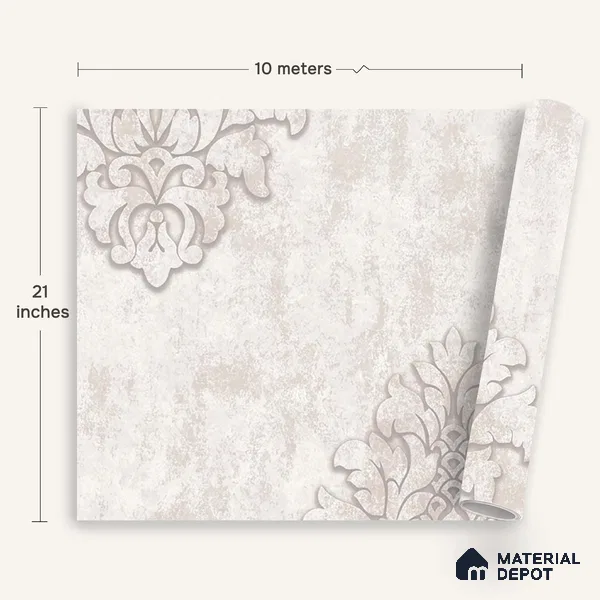 6048 | 10 Meter x 21 Inches Damask Look Wallpaper - 57.41 Sq. Ft. | Minimum 15% wastage during installation