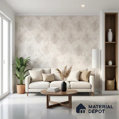 6048 | 10 Meter x 21 Inches Damask Look Wallpaper - 57.41 Sq. Ft. | Minimum 15% wastage during installation