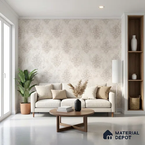 6048 | 10 Meter x 21 Inches Damask Look Wallpaper - 57.41 Sq. Ft. | Minimum 15% wastage during installation