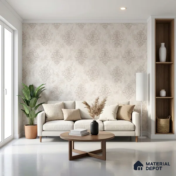6048 | 10 Meter x 21 Inches Damask Look Wallpaper - 57.41 Sq. Ft. | Minimum 15% wastage during installation
