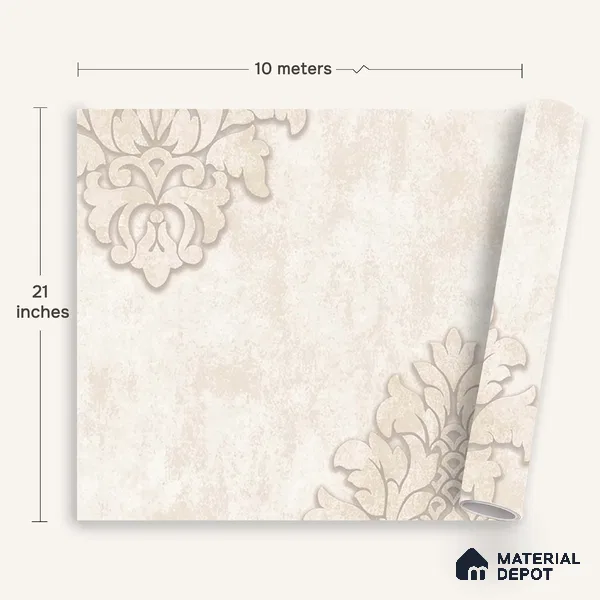 6050 | 10 Meter x 21 Inches Damask Look Wallpaper - 57.41 Sq. Ft. | Minimum 15% wastage during installation