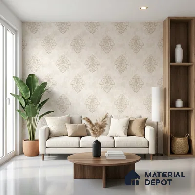 6050 | 10 Meter x 21 Inches Damask Look Wallpaper - 57.41 Sq. Ft. | Minimum 15% wastage during installation