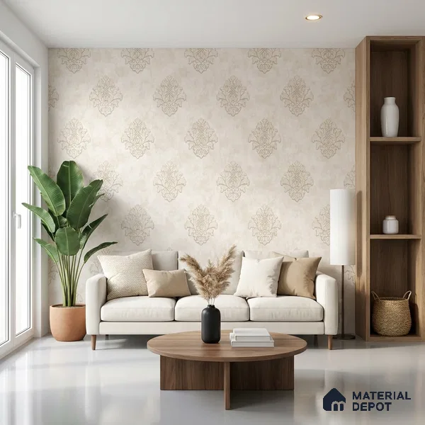 6050 | 10 Meter x 21 Inches Damask Look Wallpaper - 57.41 Sq. Ft. | Minimum 15% wastage during installation