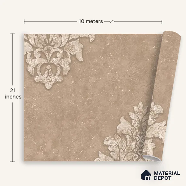 6052 | 10 Meter x 21 Inches Damask Look Wallpaper - 57.41 Sq. Ft. | Minimum 15% wastage during installation