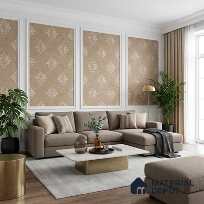 6052 | 10 Meter x 21 Inches Damask Look Wallpaper - 57.41 Sq. Ft. | Minimum 15% wastage during installation