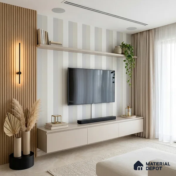 6060 | 10 Meter x 21 Inches Stripes Look Wallpaper - 57.41 Sq. Ft. | Minimum 15% wastage during installation