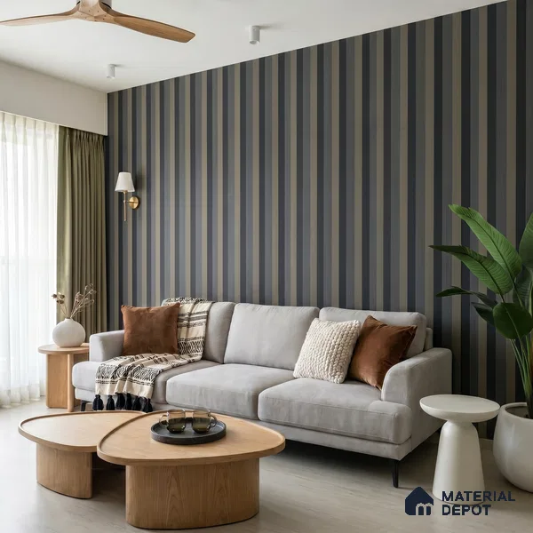6063 | 10 Meter x 21 Inches Stripes Look Wallpaper - 57.41 Sq. Ft. | Minimum 15% wastage during installation