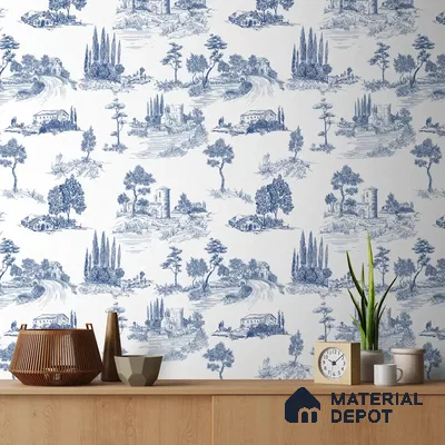Chic Toile Design 10 Meter x 19.68 Inches Soft Feel Wallpaper - 54 Sq. Ft. | Minimum 15% wastage during installation