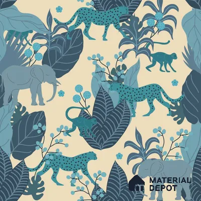 PDK008 - 6 | Cream Safari Animals Kids Room Customized Wallpaper - Economy Paper