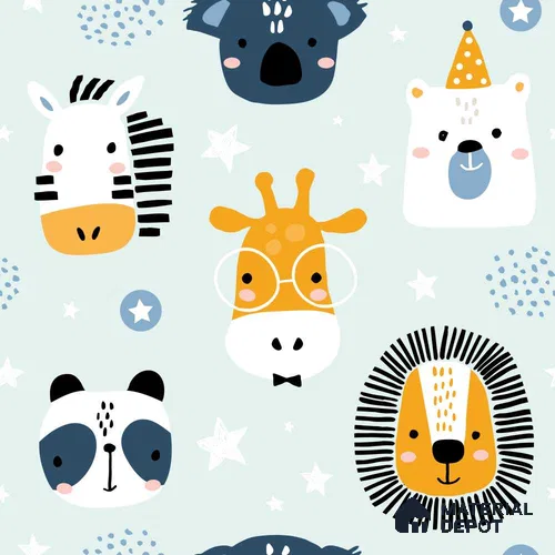 PIND017 | Kid Series Animal Print Look 50 inches Premium Paper (Customized Size Wallpaper)