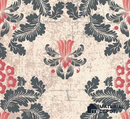 PDK040-2 | Charcoal Acanthus Tulip Customized Floral Wallpaper - Canvas Paper