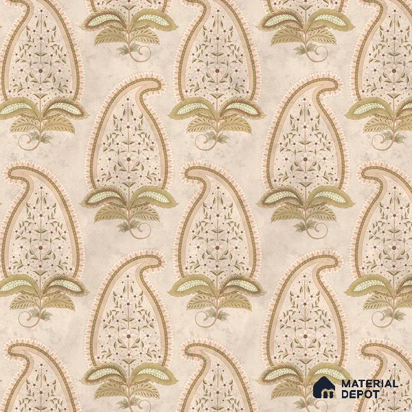 Indian Paisley Design , Cream 10 Meter x 19.68 inches Soft Feel Wallpaper - 54 Sq. Ft. | Minimum 15% wastage during installation