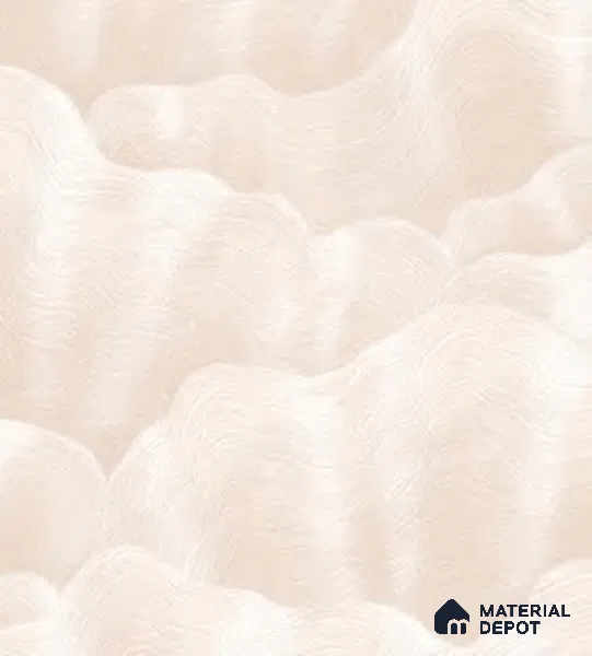 81352-1 | Cream & White Satin Wave Texture Patterned Wallpaper - 5 Meter x 42 Inch, 57 Sq. Ft. (Min. 15% Wastage)