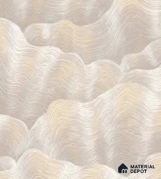 81352-2 | Cream & Gold Satin Wave Texture Patterned Wallpaper - 5 Meter x 42 Inch, 57 Sq. Ft. (Min. 15% Wastage)