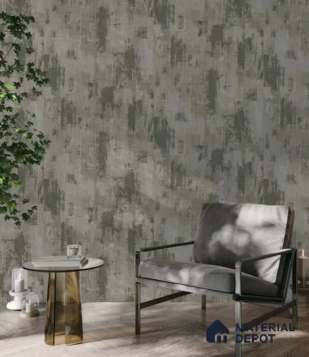 81350-5 | Dark Green & Grey Abstract Brushstroke Patterned Wallpaper - 5 Meter x 42 Inch, 57 Sq. Ft. (Min. 15% Wastage)